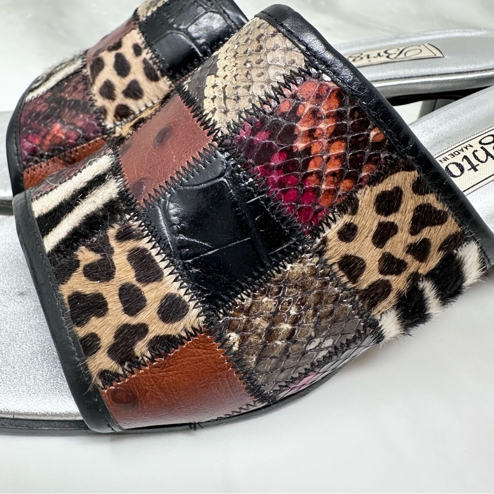 Brighton Busywork Patchwork Animal Print Mule Slide Heel Sandal Womens Size 8 - Picture 7 of 10
